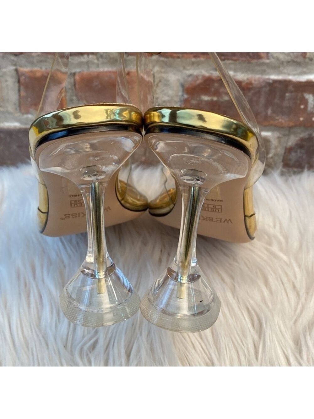 Wetkiss Clear and Gold Slingback Heels, Size 9 - Picture 10 of 17